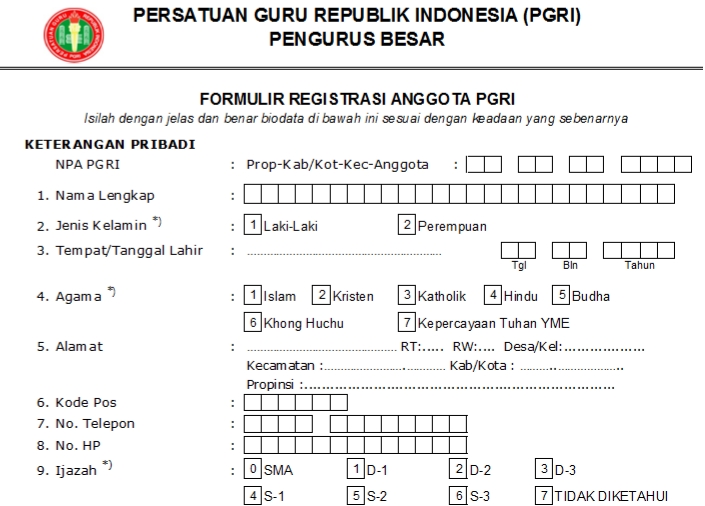 Pendaftaran PGRI Kab. Tangerang - Persatuan Guru Republik Indonesia Cabang Kab. Tangerang